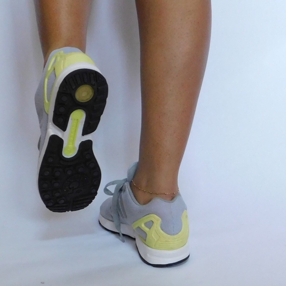 Gray Adidas with Yellow Detail